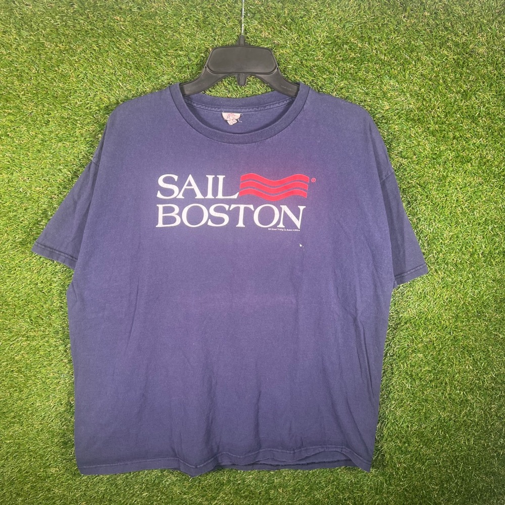 Vintage Sail Boston 2000 Delta Pro Weight Navy Blue Graphic T-Shirt Mens XL